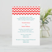 Turquoise en Coral Chevron Wedding Invitation Kaart (Staand voorkant)