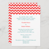 Turquoise en Coral Chevron Wedding Invitation Kaart (Voorkant / Achterkant)