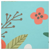 Turquoise en Coral Floral Pattern Stof (Swatch)