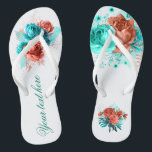 Turquoise en Coral Floral Tropical Wedding Favor Teenslippers<br><div class="desc">Turquoise en koraal roos en tropen bruinbruinbruinbruinbruiningen die zijn ontworpen om snel en gemakkelijk aan uw evenementspecificaties te worden aangepast.</div>
