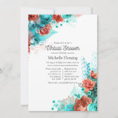 Turquoise en Coral Floral Virtual Baby shower Kaart (Voorkant)