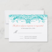 Turquoise- en Coral Reply Cards - RSVP (Voorkant)