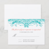 Turquoise- en Coral Reply Cards - RSVP (Voorkant / Achterkant)