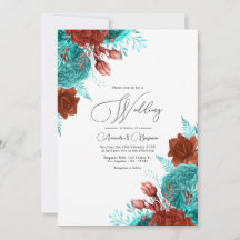 Turquoise en Coral Rustic Floral Wedding