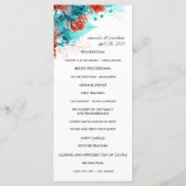 Turquoise en Coral Rustic Floral Wedding Programmakaart (Voorkant)