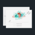Turquoise en Coral Rustic Floral Wedding RSVP Kaartje<br><div class="desc">Turquoise en koraal waterverf rozen en iriserende tropische naaldbruinvissen die ontworpen zijn om snel en gemakkelijk aan uw evenementspecificaties te worden aangepast.</div>