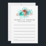 Turquoise en Coral Tropical Floral Bridal Advice Advieskaart<br><div class="desc">Turquoise en koraal roos en tropische bladbladeringen zomerreces voor bruid-to-be kaarten die zijn ontworpen om snel en gemakkelijk aan uw gebeurtenisspecificaties te worden aangepast.</div>