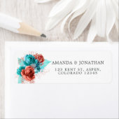 Turquoise en Coral Tropical Wedding Etiket (Insitu)