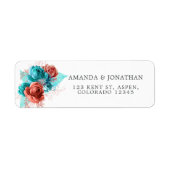 Turquoise en Coral Tropical Wedding Etiket (Voorkant)
