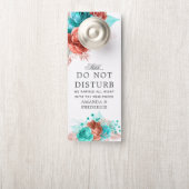 Turquoise en Coral Wedding storen geen teken Deurhanger (Op knop)