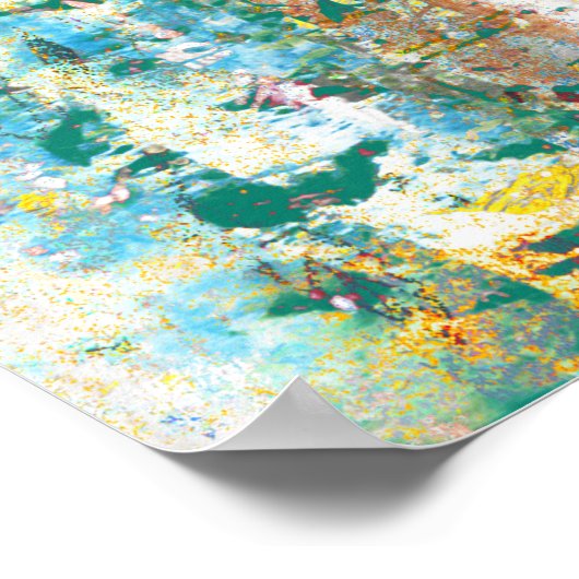 Turquoise en Cream Abstract Birch Trees Poster (Hoek)