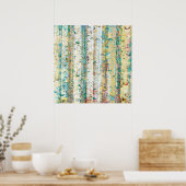 Turquoise en Cream Abstract Birch Trees Poster (Keuken)