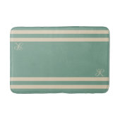 Turquoise en Cream Stripes Elegant Monogram Badmat (Voorkant)