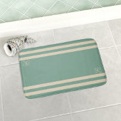 Turquoise en Cream Stripes Elegant Monogram Badmat