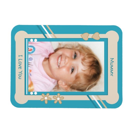 Turquoise en crème houden van je mama foto magneet (Horizontaal)