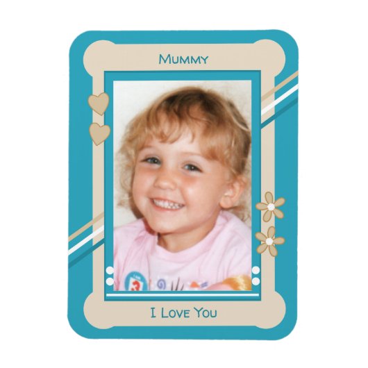 Turquoise en crème houden van je mama foto magneet (Verticaal)