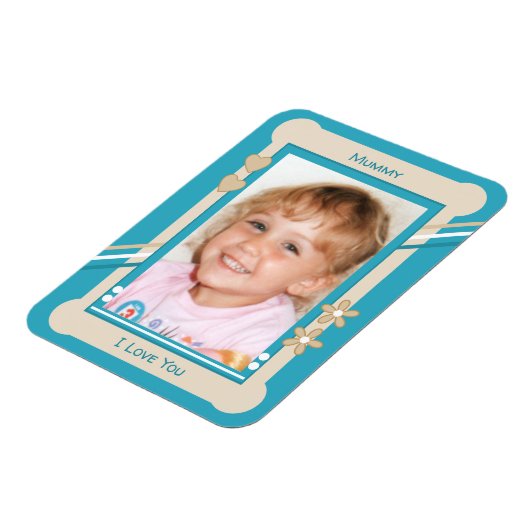 Turquoise en crème houden van je mama foto magneet (Linkerzijde)