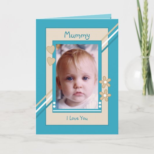 Turquoise en crème met foto's op mijn verjaardag kaart (Voorkant)