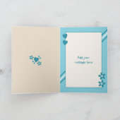 Turquoise en crème met foto's op mijn verjaardag kaart (Binnen)