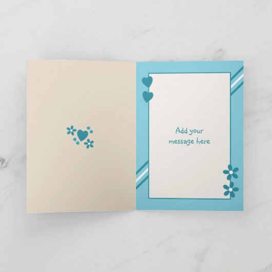 Turquoise en crème met foto's op mijn verjaardag kaart (Binnen)