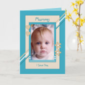 Turquoise en crème met foto's op mijn verjaardag kaart (Gele Bloem)