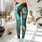 Turquoise en Cyan Yin en Yang Meditation Yoga Leggings