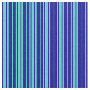 Turquoise en Dark Blue Colored Lines Pattern Stof
