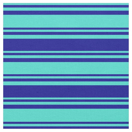 Turquoise en Dark Blue Striped/Lined Pattern Stof (Close Up)