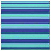 Turquoise en Dark Blue Striped/Lined Pattern Stof (Swatch)