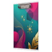 Turquoise en Fuchsia Moderne Abstract Met Gouden S Klembord (Links)