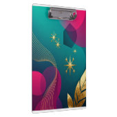 Turquoise en Fuchsia Moderne Abstract Met Gouden S Klembord (Rechts)
