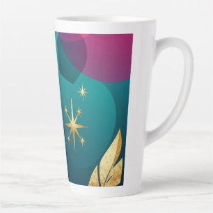 Turquoise en Fuchsia Moderne Abstract Met Gouden S Latte Mok