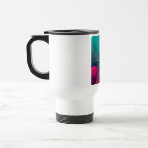 Turquoise en Fuchsia Moderne Abstract Met Gouden S Reisbeker
