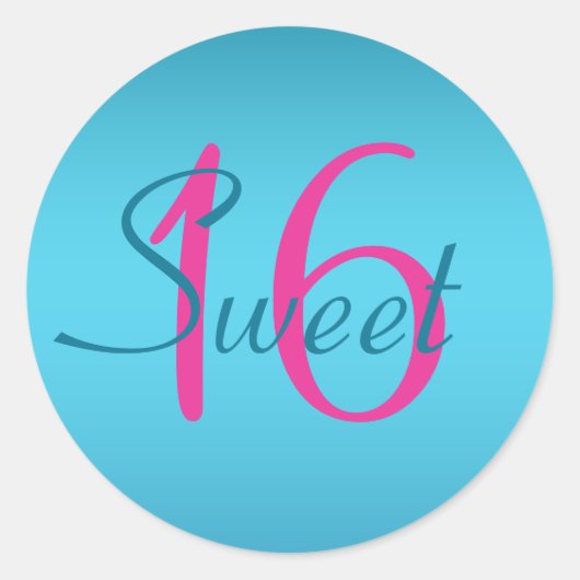 Turquoise en Fuchsia Sweet Zestien Sticker (Voorkant)