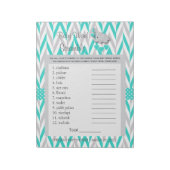 Turquoise en Game grijze Baby shower Notitieblok (Linkerzijde)
