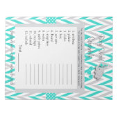 Turquoise en Game grijze Baby shower Notitieblok (Voorkant)