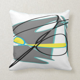 Turquoise en geel abstract kussen