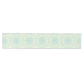 Turquoise en Geel Geometrisch Mandala Patroon Medium Tafelloper (Horizontaal)