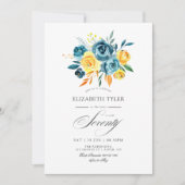 Turquoise en Gele Bloemen 70ste Verjaardagsfeestje Kaart (Voorkant)