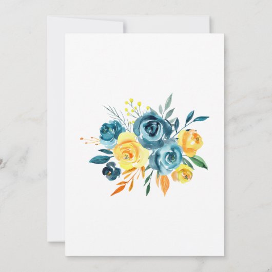 Turquoise en Gele Bloemen 70ste Verjaardagsfeestje Kaart (Achterkant)