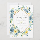Turquoise en Gele Bloemen Bruiloft Kaart (Voorkant)