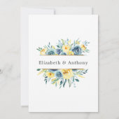 Turquoise en Gele Bloemen Bruiloft Kaart (Achterkant)