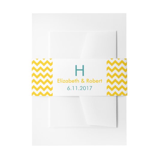 Turquoise en gele Chevron bruiloft Uitnodigingen Wikkel (Voorkant Voorbeeld)