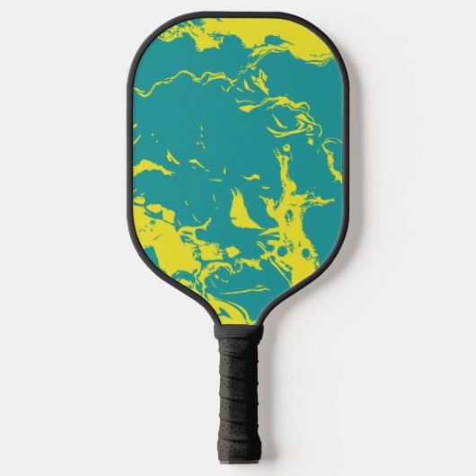 Turquoise en Gele Grunge Patroon Pickleball Paddle (Voorkant)