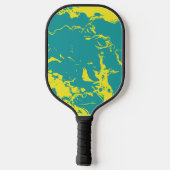 Turquoise en Gele Grunge Patroon Pickleball Paddle (Achterkant)