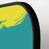 Turquoise en Gele Grunge Patroon Pickleball Paddle (Links Detail)