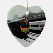 Turquoise en gele trein keramisch ornament (Rechts)
