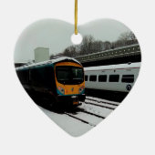 Turquoise en gele trein keramisch ornament (Achterkant)