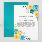 Turquoise en Gele Trouw Beperkte Gastlijst Aankondiging (Voorkant / Achterkant)