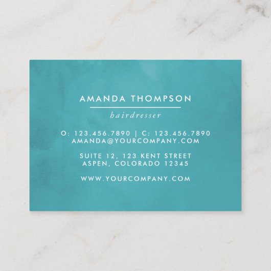 Turquoise en Gele Waterverf Floral Visitekaartje (Achterkant)